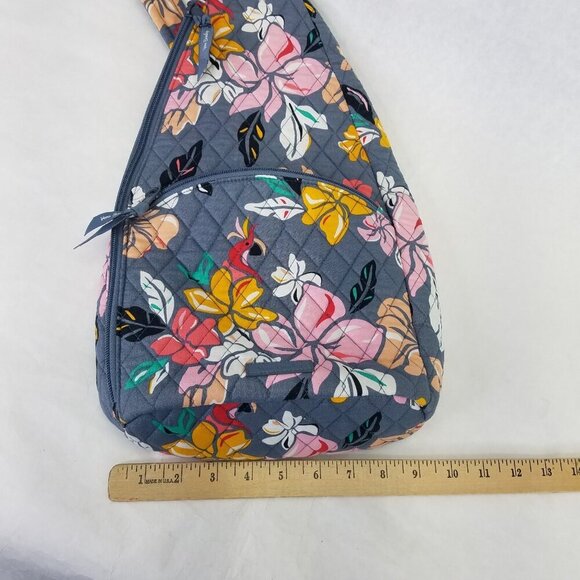 Vera Bradley Essential Sling Backpack Coastal Paradise Grey Crossbody Bag Zip Up - Picture 15 of 16
